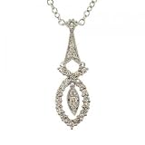 Dangling 14KT White Gold Drop Necklace 16in w/ Diamond