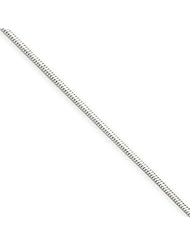 1mm, 14 Karat White Gold, Octagonal Snake Chain - 7 inch