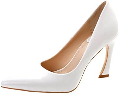 Hee Grand Women Sexy Pure Color Sandals Pointed Toe Leather Pump Dress Shoes US 5 White