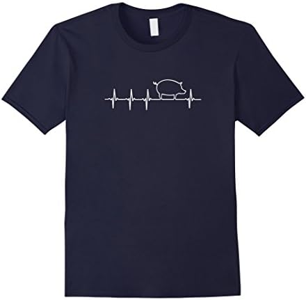 PIG Heartbeat EKG Shirt I Love My Piggy T-Shirt - Male Large - Navy