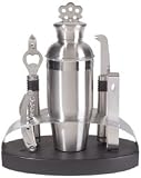 Oggi 7 Piece Oval Bar Tool Set-Comes With 26oz Cocktail Shaker & 5 Bar Tools with ABS Stand
