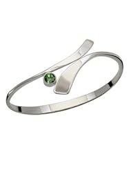 Ed Levin, Allemande Bracelet, Emerald Topaz, .925 Sterling Silver & 14K Gold, Sizes S - L, Expandable