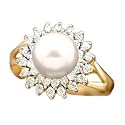 14K 7MM Cultured Pearl & Diamond Ring