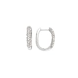 14k White Gold & Diamond Pave' Set Hoop Earrings (0.25ctw)