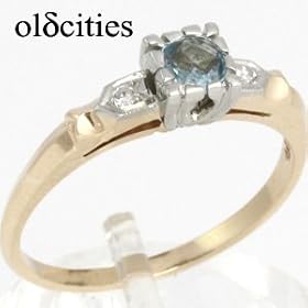 14K and 18K Yellow and White Gold Aquamarine and Diamond Ring - OldCities... by 