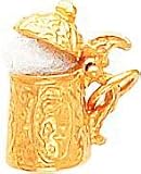 14K Yellow Gold 3D Beer Stein Charm Drinking Jewelry
