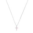 Sterling Silver Pink CZ Cross Pendant Necklace