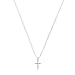Sterling Silver Pink CZ Cross Pendant Necklace