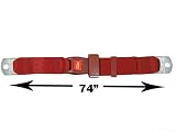 2-Point Lap Seat Belt, Red, 74 Inch Length, with Push Button Release