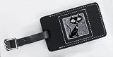 Black Pretty Kitty Leather Luggage Tag