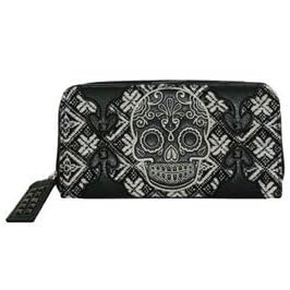 Loungefly Black Sugar Skull Tweed Deluxe Wallet