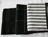 Black & White Pack of 3 Tea Towels 100% cotton Hand Woven Kitchen Towels 50x70cm In Coordinating Waffle, Check and Solid Combination/ Washable at 60 Deg C / Homescapes Brand/Postage refund of  2.00