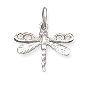 Pendant - Sterling Silver Crystal Dragonfly Charm