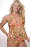 Kona Floral Two Piece Plus Size Halter Tankini Swimsuit - Plus Size Swimwear Plus Size Swimsuit