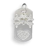 Tag Pendant with Crystal Heart and Crystal Skull C