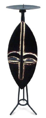 Wood candleholder Senofo Mask
