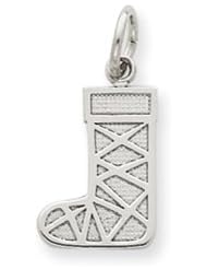 14 Karat White Gold, Christmas Stocking Charm