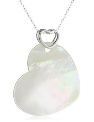 Sterling Silver Mother-Of-Pearl Heart Pendant Necklace,18"