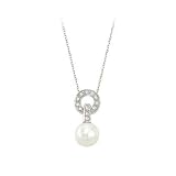 Chinese Fresh Water Pearl and 0.06 ct. Diamond Necklace in 14K White Gold -16''