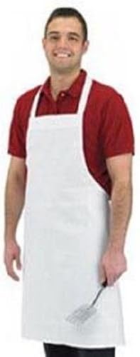 1 CHEFS APRONS WHITE COTTON RESTAURANT KITCHEN BIB APRONS 100% COTTON