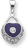 Reversible Pink And Black Cubic Zirconia Enamel Heart Pocket Book/Purse Charm, Sterling Silver
