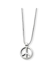 Sterling Silver Peace Sign Charm on 16 Inch Chain Necklace