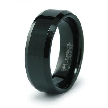 8mm Black Tungsten Carbide Ring