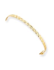 14k Gold 2mm Diamond Cut Adjustable Baby Child Bangle