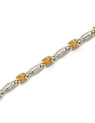 14K White Gold Oval Citrine Bracelet