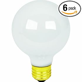  Feit Electric 40G25/W/MP-130 40-Watt G25 Bath and Vanity Globe, White, 6 Pack