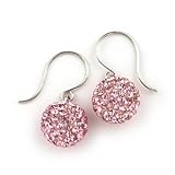 ホワイトゴールド ピンク スワロフスキークリスタル ジプシーピアス フック式 眩い輝き！丸玉パヴェボール 約100粒 Sa265