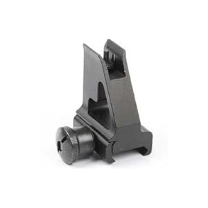 UAG Tactical Precision Machined Aluminum Black A2 Square Post Front Iron Sight Tower Low Profile with Elevation Adjustment Built in Integral Weaver - Picatinny Mount Deck "QD" Quick Detach Detachable Removable Simple Retention Thumbnut Locking AR15 AR-15