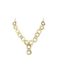 14K Hand Crafted Yellow Gold Matte And Hammered Finish "Y"-Shaped Sixteen Inch Collar-Necklaces Enhanced With Pave Set Diamonds. ( 0.80CT GH-Color SI-Clarity)