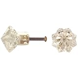 Vintage Style Glass Cabinet Drawer Knob Diamond Cut, Set of 6