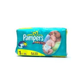 Pampers Baby Dry Diapers, Size 1, 56 Count
