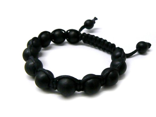 Black 12mm Macrame Shamballa Beaded Bracelet