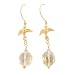 Faceted Citrine Gemstone Bead and Gold Vermeil Bird Dangle Hoop Earrings, 2 3/4" in Length, #7721