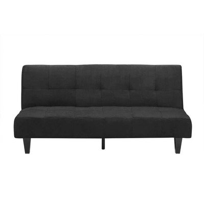 Puzzle Jett Convertible Sofa with Espresso Legs Upholstery: Black Microfiber
