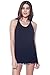 Alexander + David Womens Basic Fitted Tank Top - Long Round Scoop Neck Blouse