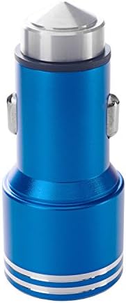 Car Charger By ZKL Industries 3.1Amp (15.5 Watt) Dual USB Port Universal High Output Solid Metal Cover for Apple and Android Devices comes with 4 in 1 USB Charger for iPhone and Samsung (Blue)