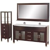 Daytona 63 Double Bathroom Vanity Set with White Carrera Marble Countertop - Espresso w/ Drawers & Cabinet