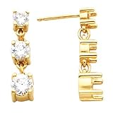 14K White or Yellow Gold Three-Stone Diamond Earrings - 1.00 Ct., 1.50 Ct. or 2.00 Ct. (ALSO AVAILABLE WITH GEMSTONES)