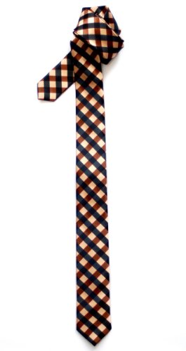 Retreez Classic Check Woven Microfiber Skinny Tie Necktie - Various Colors