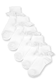 5 Pairs of Cotton Rich Frill Broderie Socks