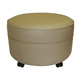 NW Enterprises Round Extra Large Vinyl Ottoman, Cobblestone