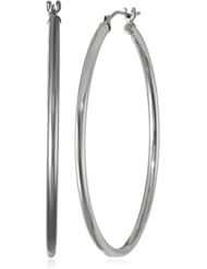 Klassics 10k White Gold Hoop Earrings, (1.45" Diameter)