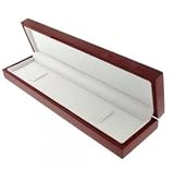 Mahogany Wooden Bracelet Gift Box White Leather NICE