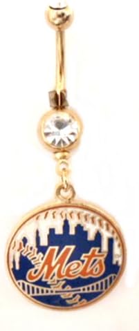 New York Mets MLB Baseball Sports Dangle Belly Ring Body Jewelry
