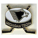 Michigan Tech Huskies Hockey Puck and Sticks Pin