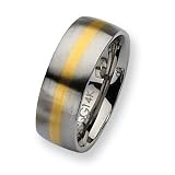 Stainless Steel 14k Gold Inlay 8mm Satin Band